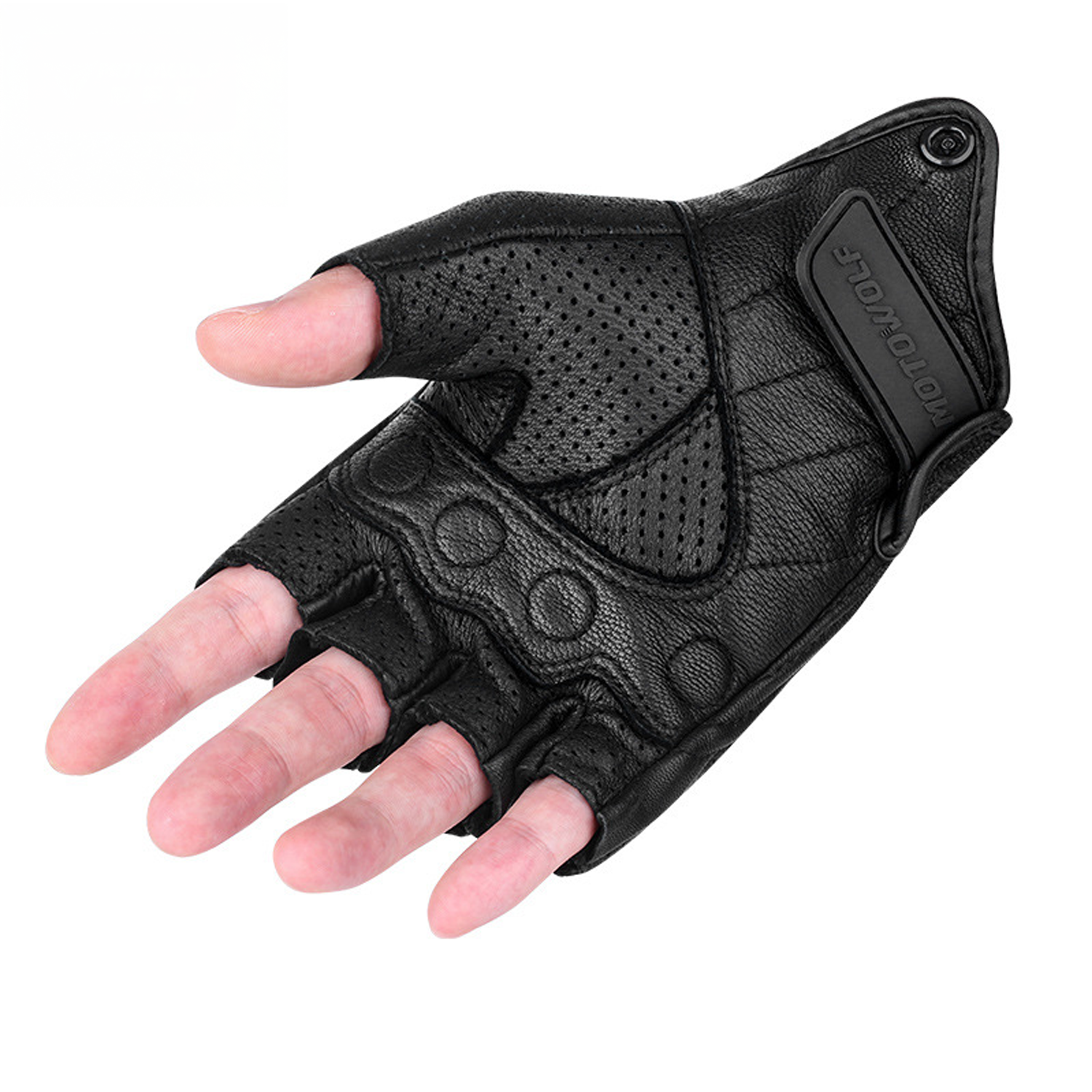 Luva MotoStorm AirFlow Meio Dedo Couro Respirável