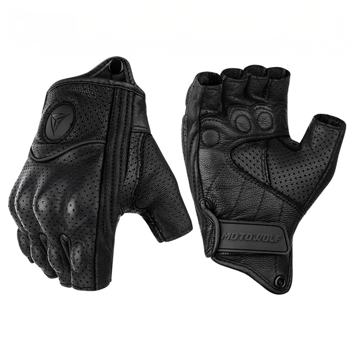 Luva MotoStorm AirFlow Meio Dedo Couro Respirável